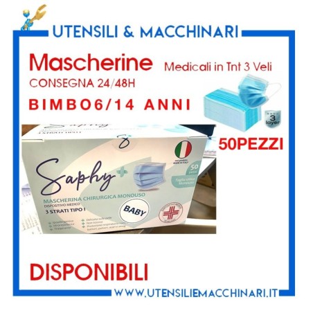 50 MASCHERINE IN TNT MEDICALI -  BIMBO tipo 1  A 3 STRATI